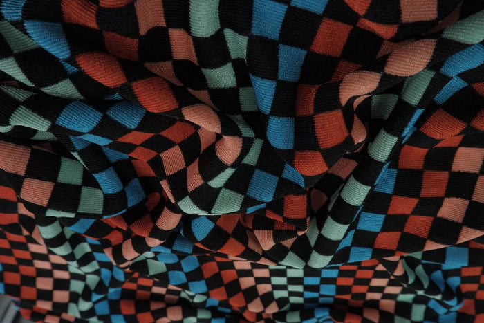 (Slinky Rib) Multi Color Checkered Black