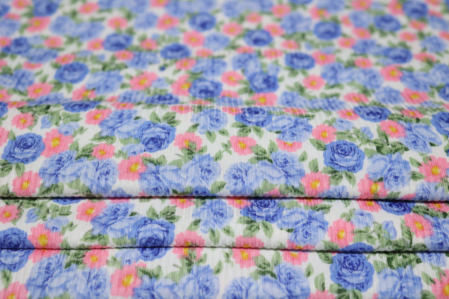 (Rib) Baby Blue & Coral Roses