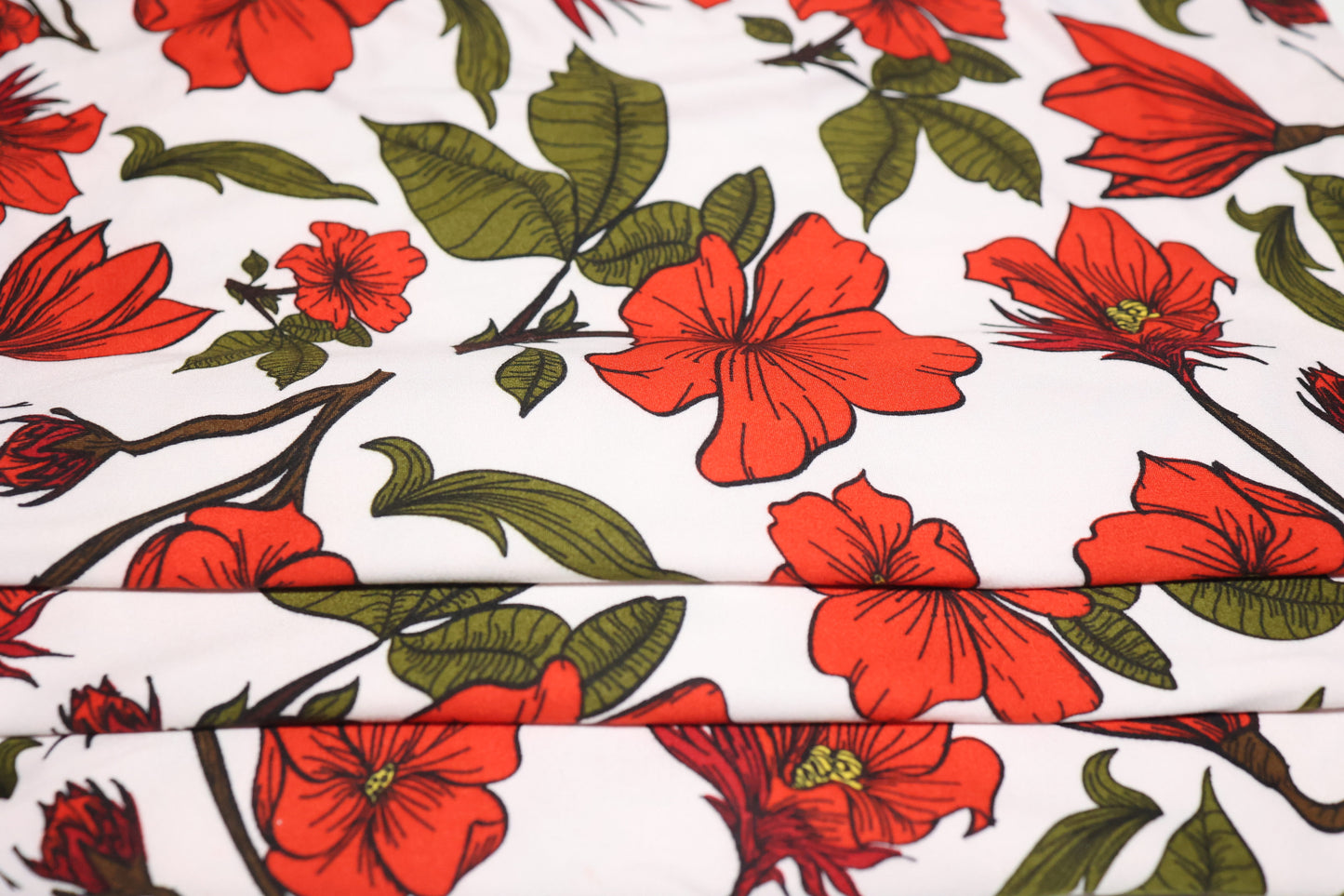 (DPB) Red Floral on White