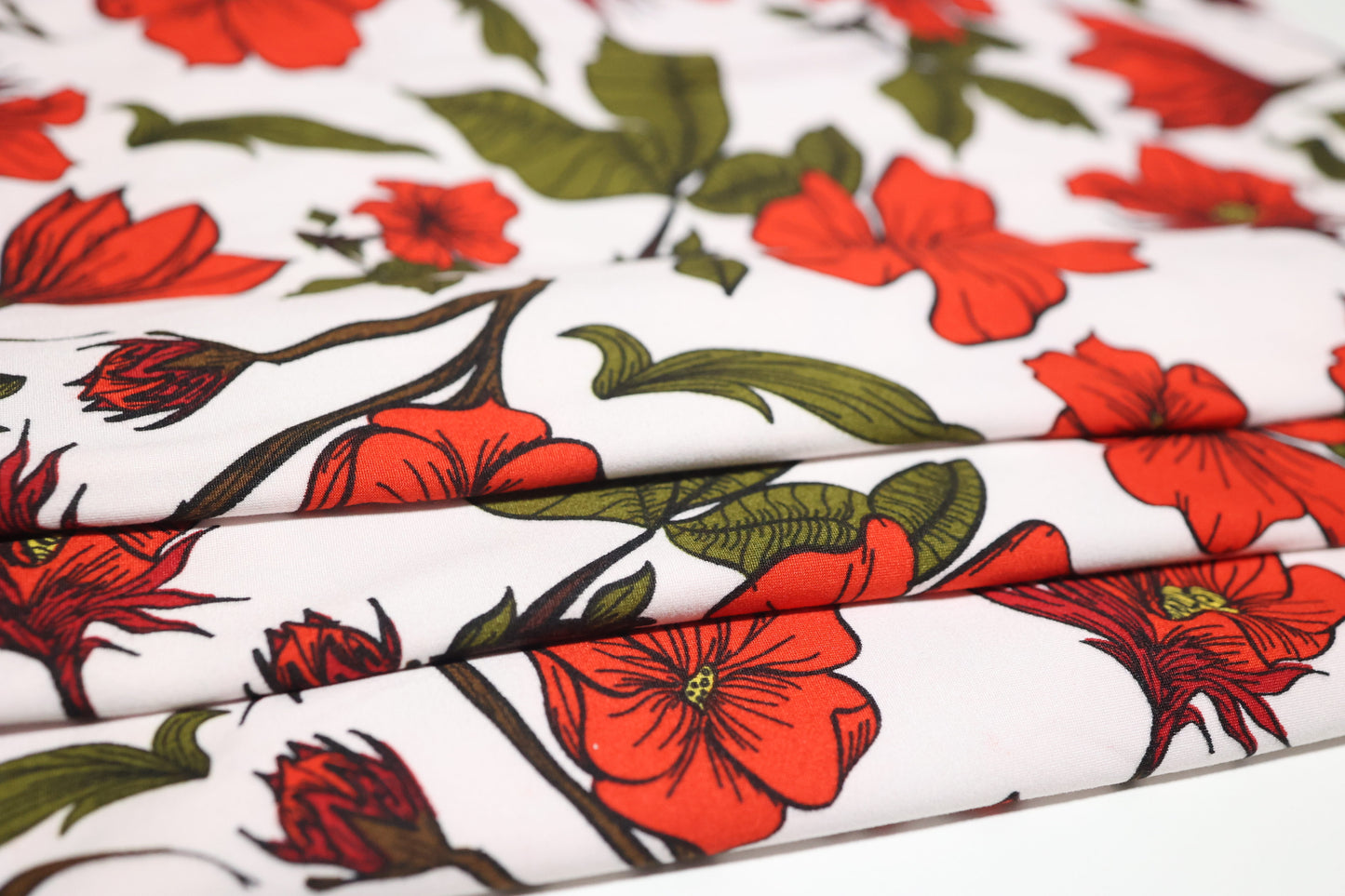 (DPB) Red Floral on White