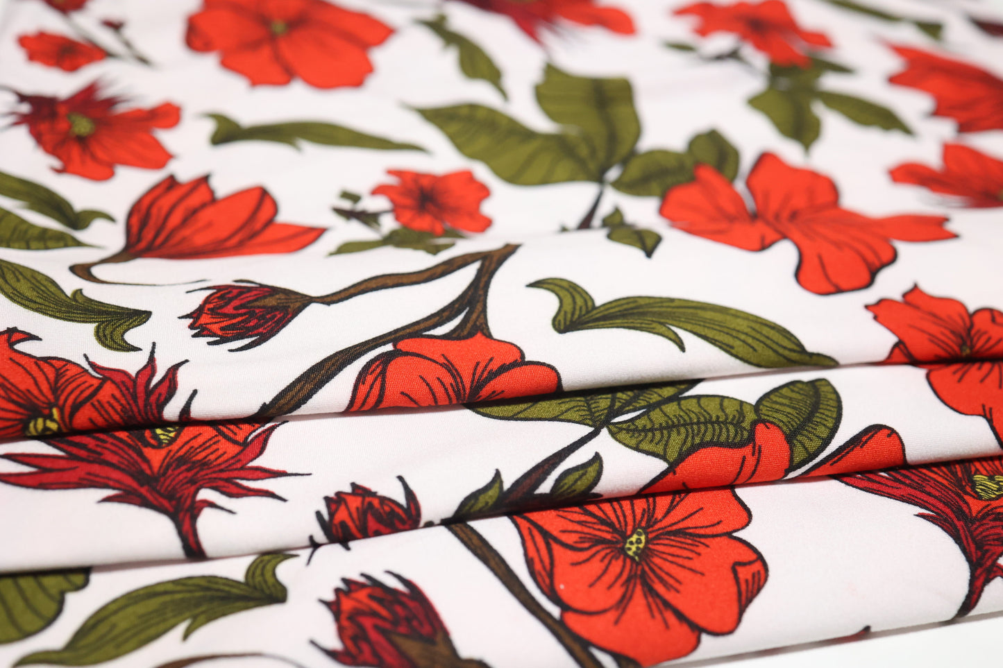 (DPB) Red Floral on White