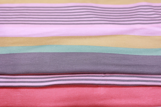 (DBP) Pink, Coral, Sage & Mocha Stripes