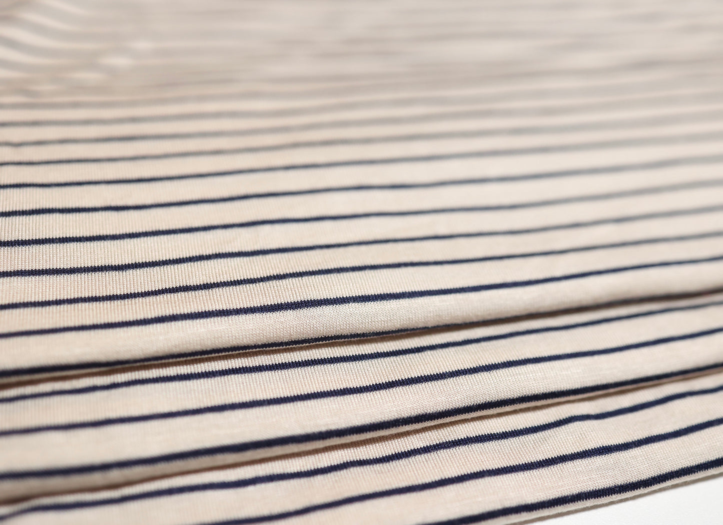 (Rayon) Navy Stripes on Oatmeal