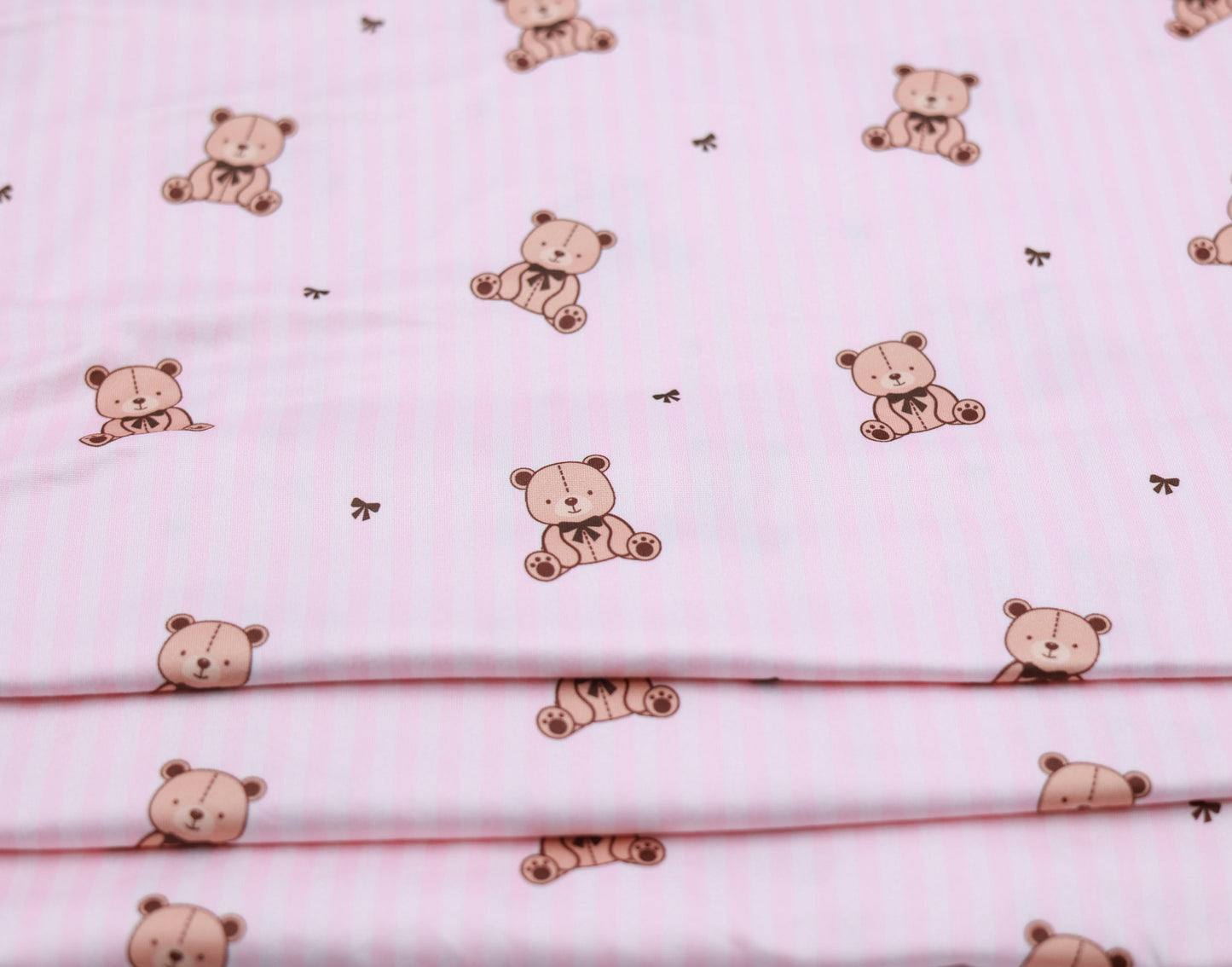 (DBP) Brown Bears With Bows On Pink Stripes