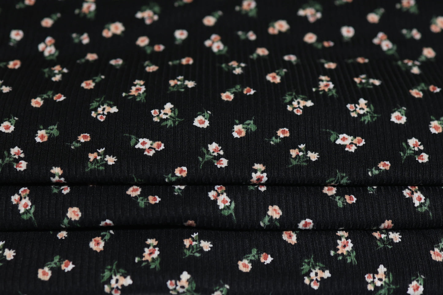 (Rib) Red Roses on Black