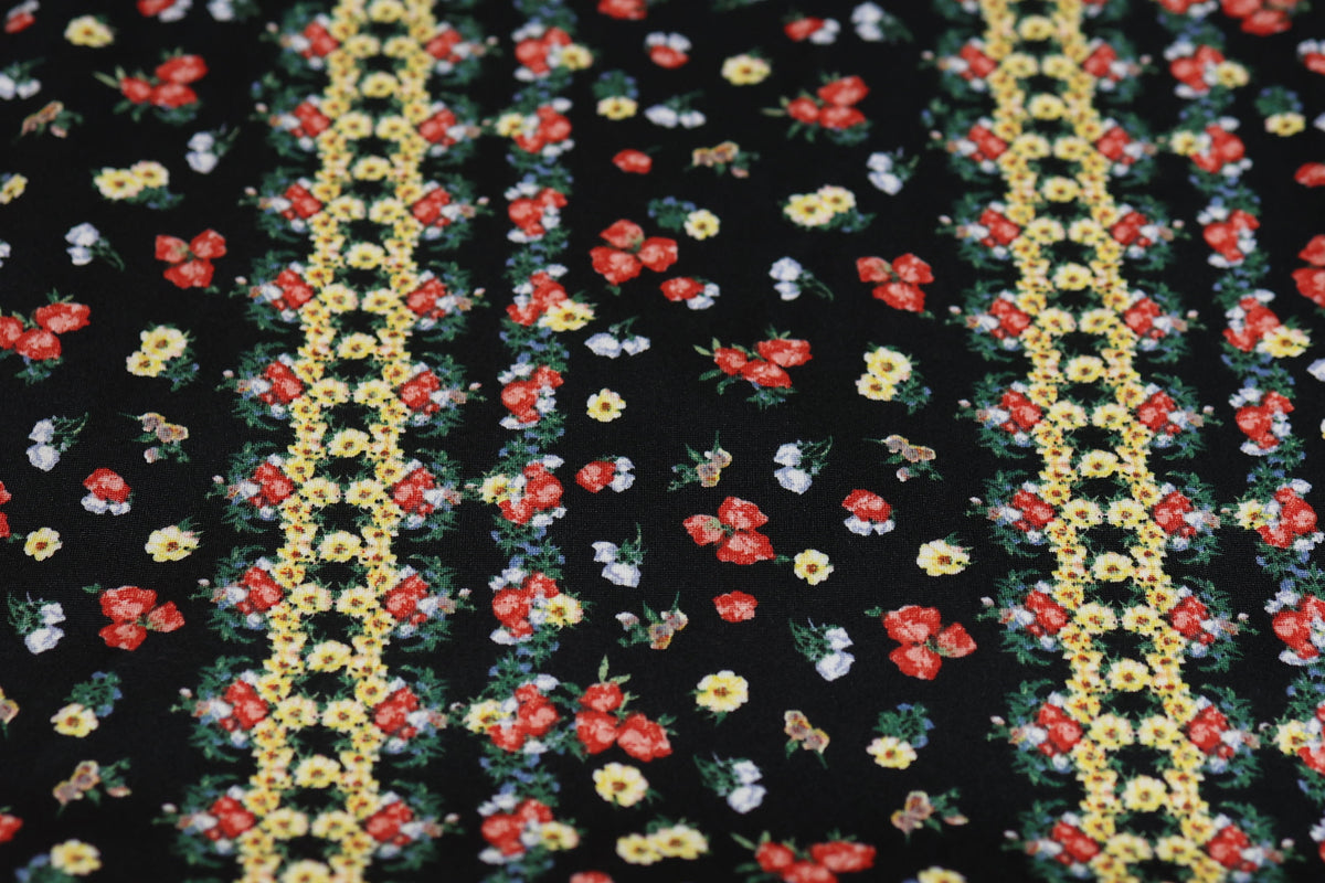 (DBP) Vintage Floral Stripes On Black