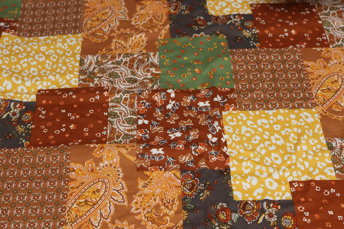 (DBP) Floral Paisley Patch Olive & Rust