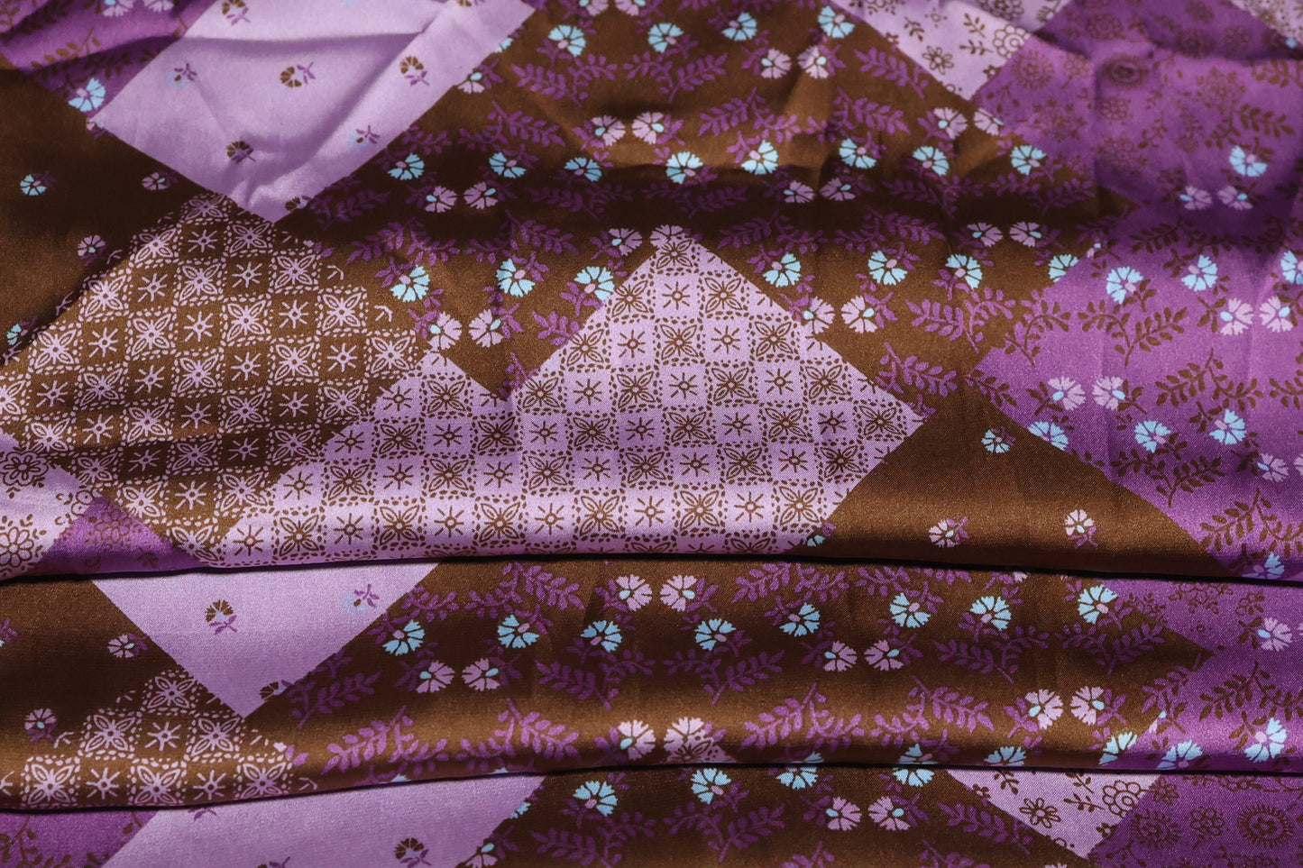 (Satin) Purple Patchwork NO STRETCH