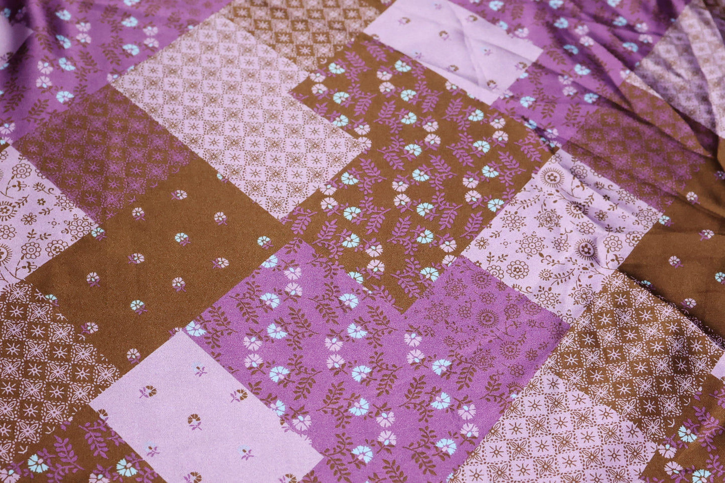 (Satin) Purple Patchwork NO STRETCH