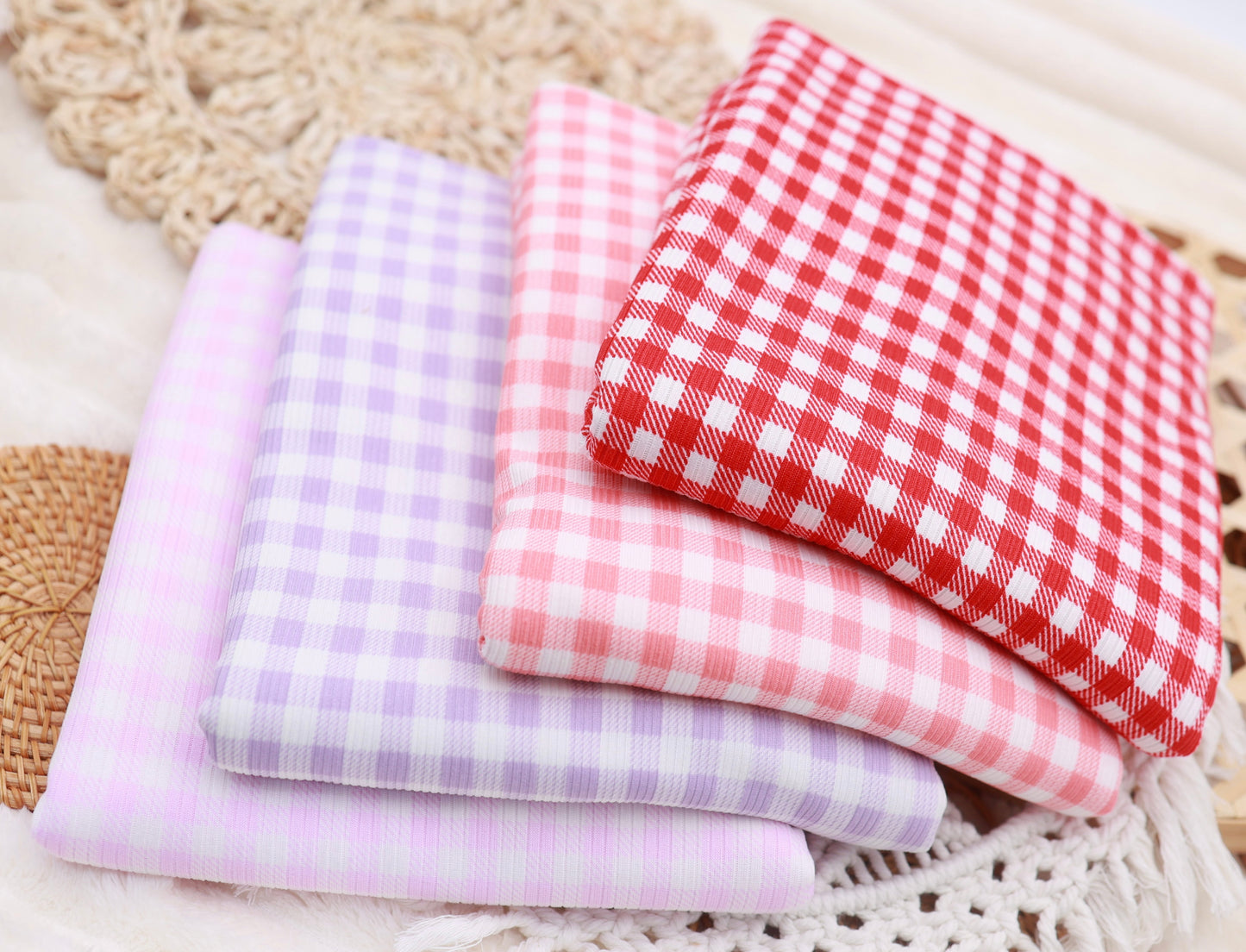 (Rib)Gingham Plaid Coral