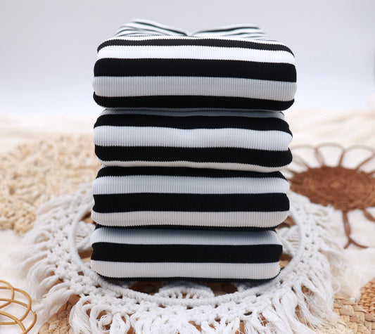 (Rib Fleece) Stripes Black & White