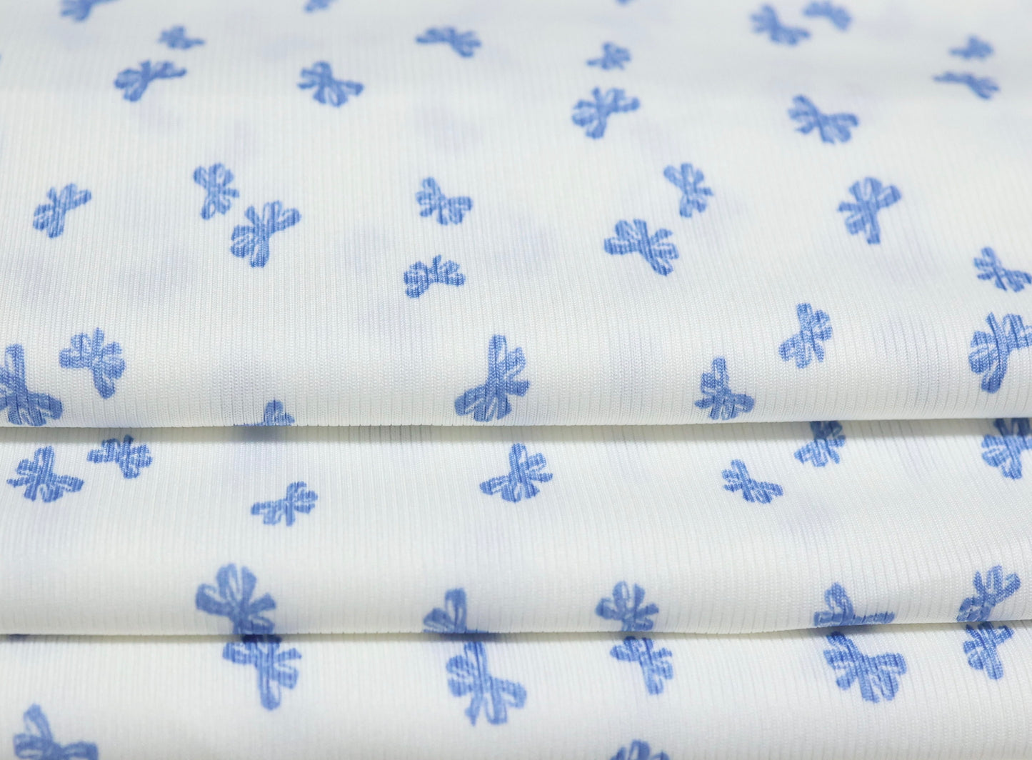 (Rib) Blue Bows On Ivory