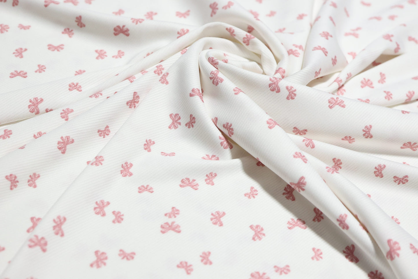 (Rib) Pink Bows On Ivory