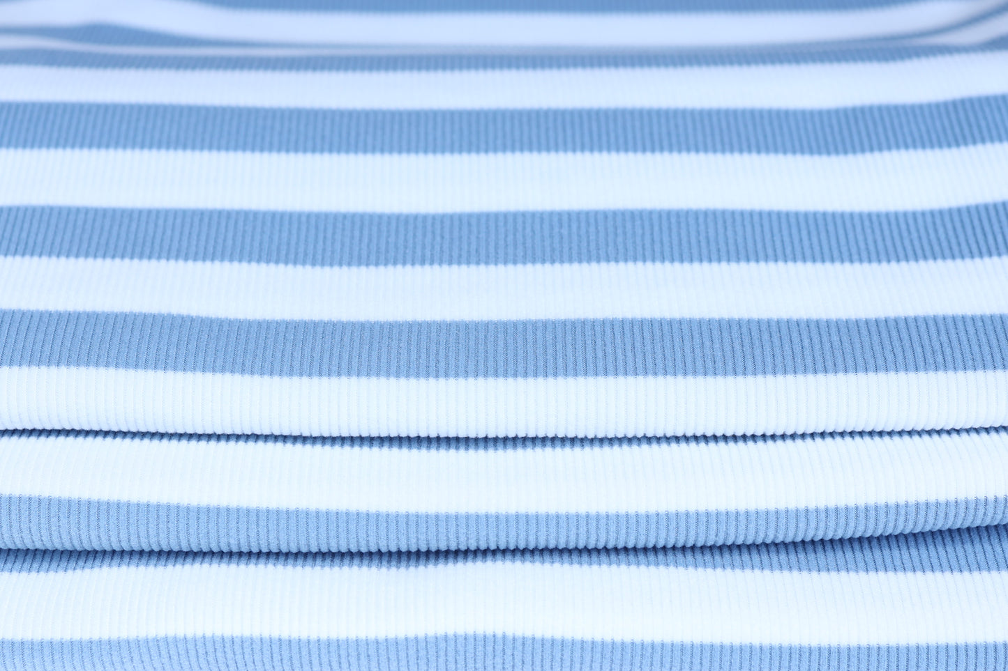 (Rib Fleece) Stripes Denim & White