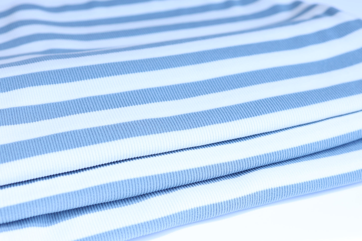 (Rib Fleece) Stripes Denim & White
