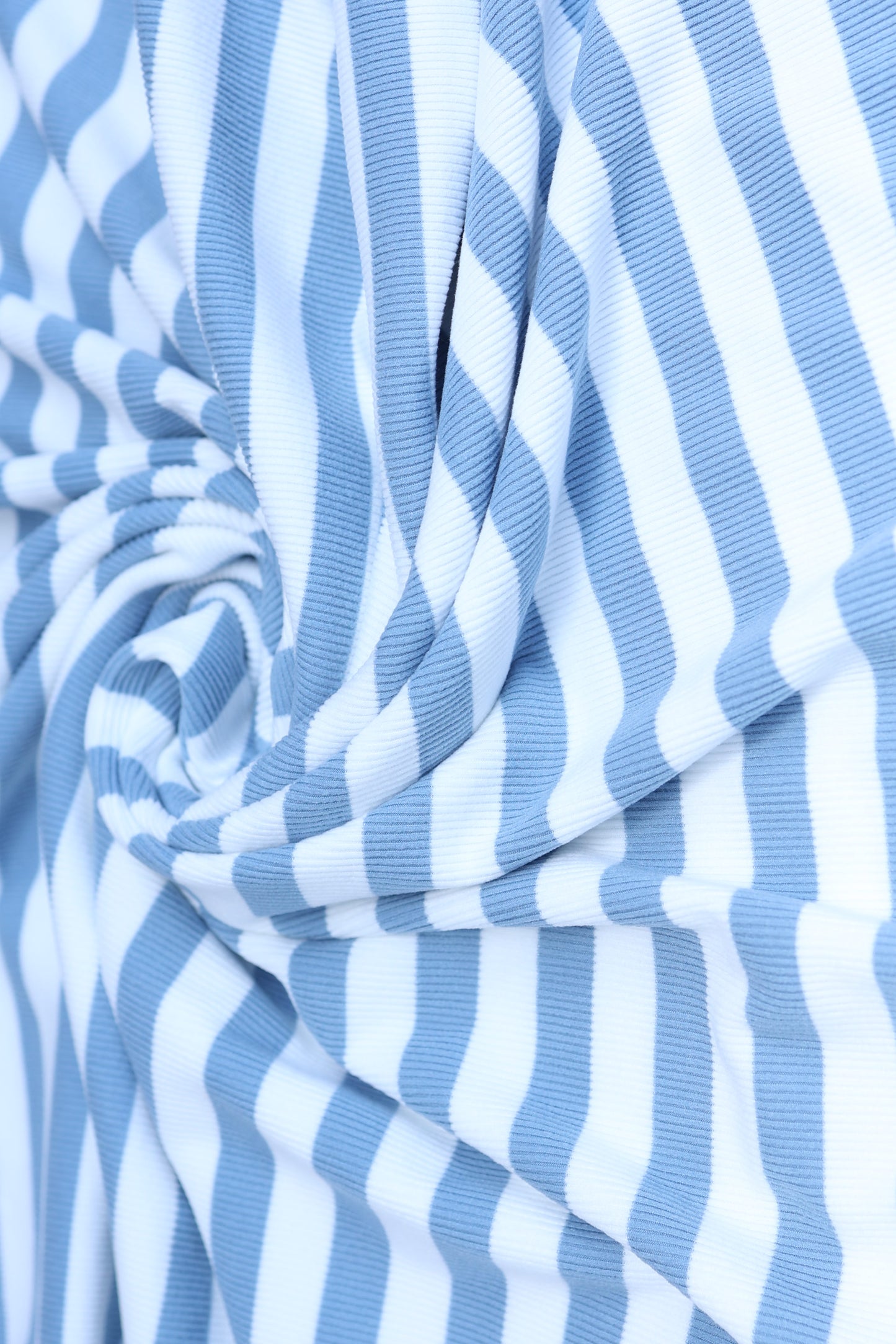 (Rib Fleece) Stripes Denim & White