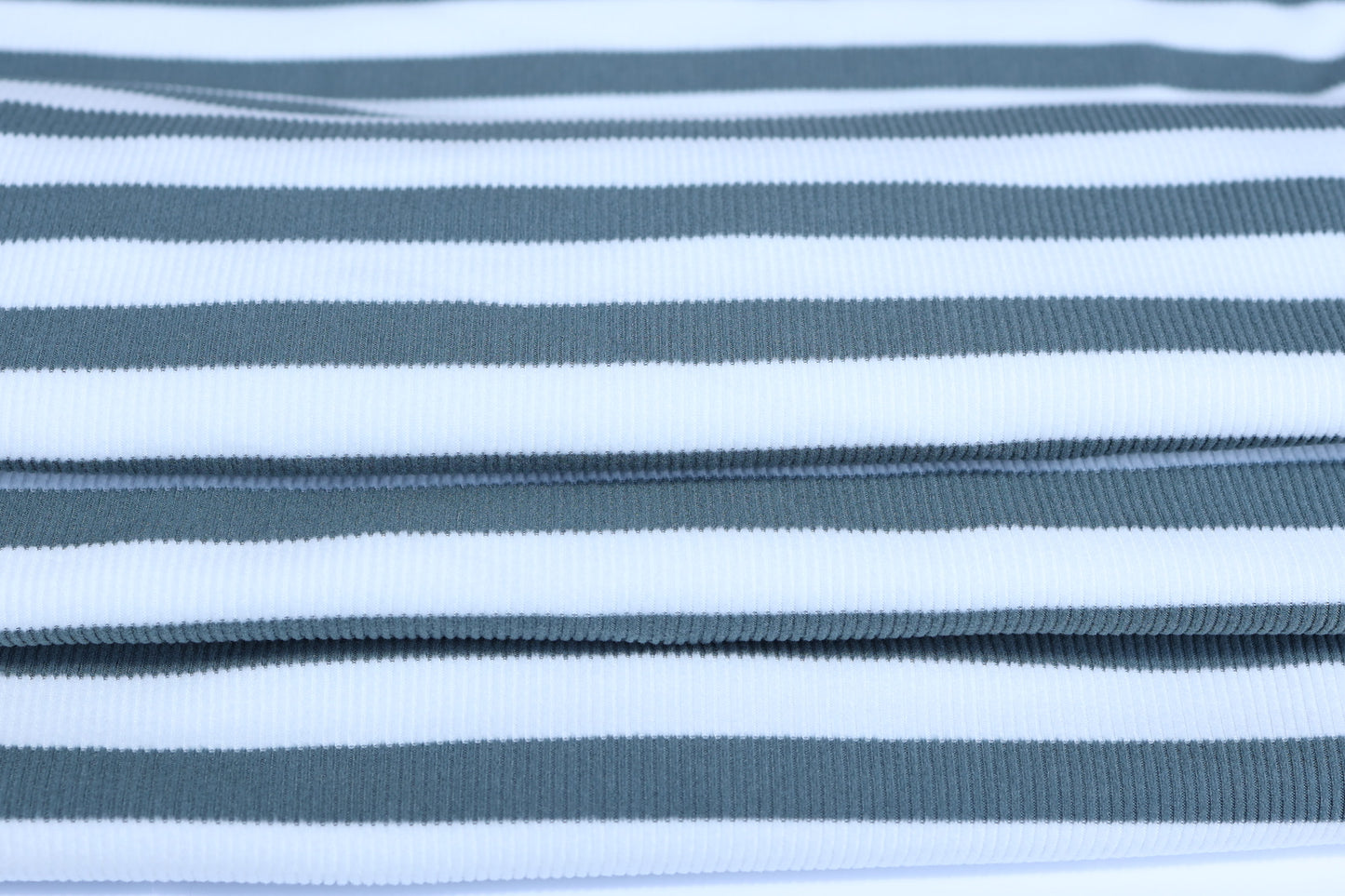 (Rib Fleece) Stripes Green & White
