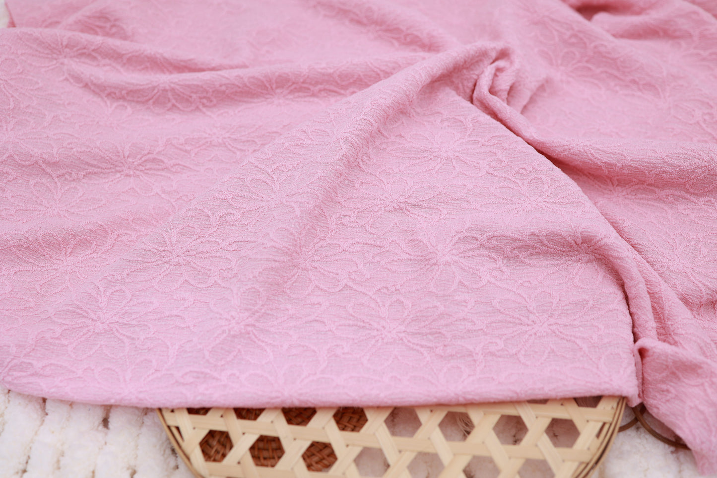 Pink Textured Flowers On Knit