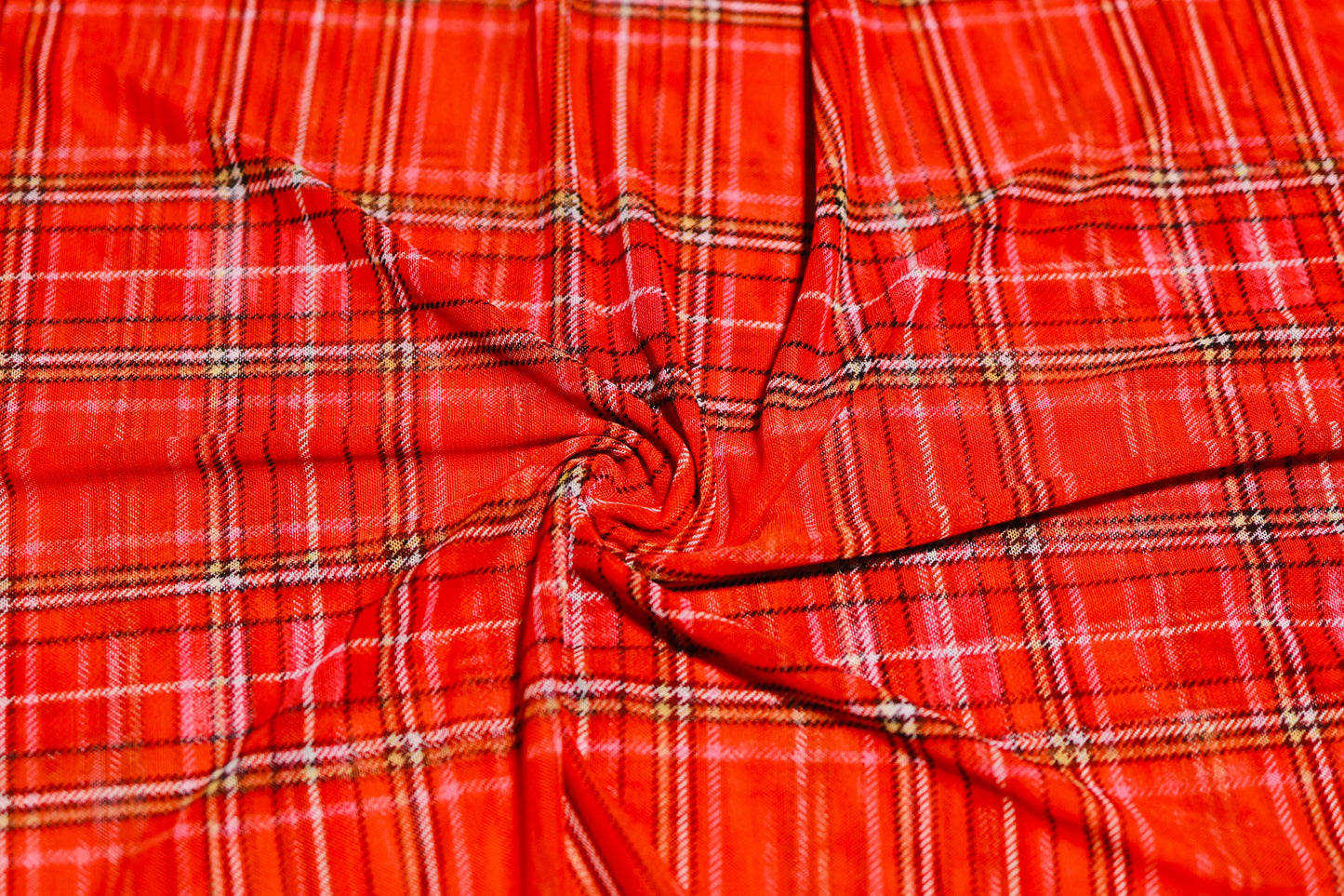 (Knit Mesh) Orange Plaid