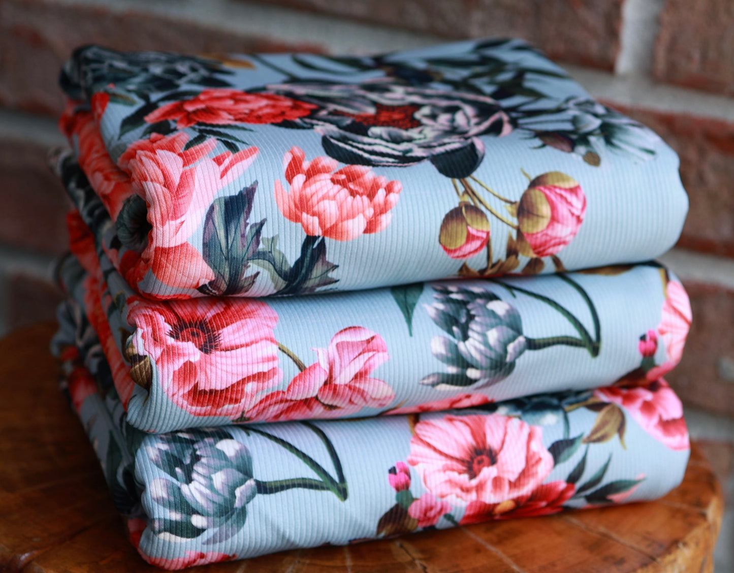 (Rib) Coral Floral On Sage