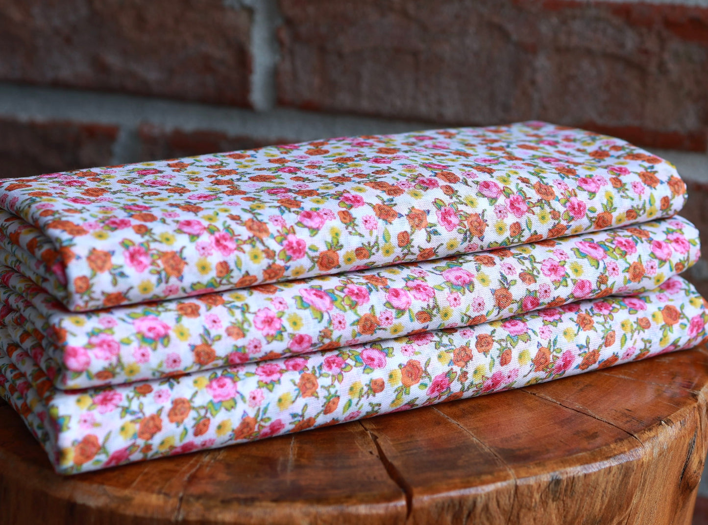 (Cotton) Pink Ditsy Florals On Cotton Lawn