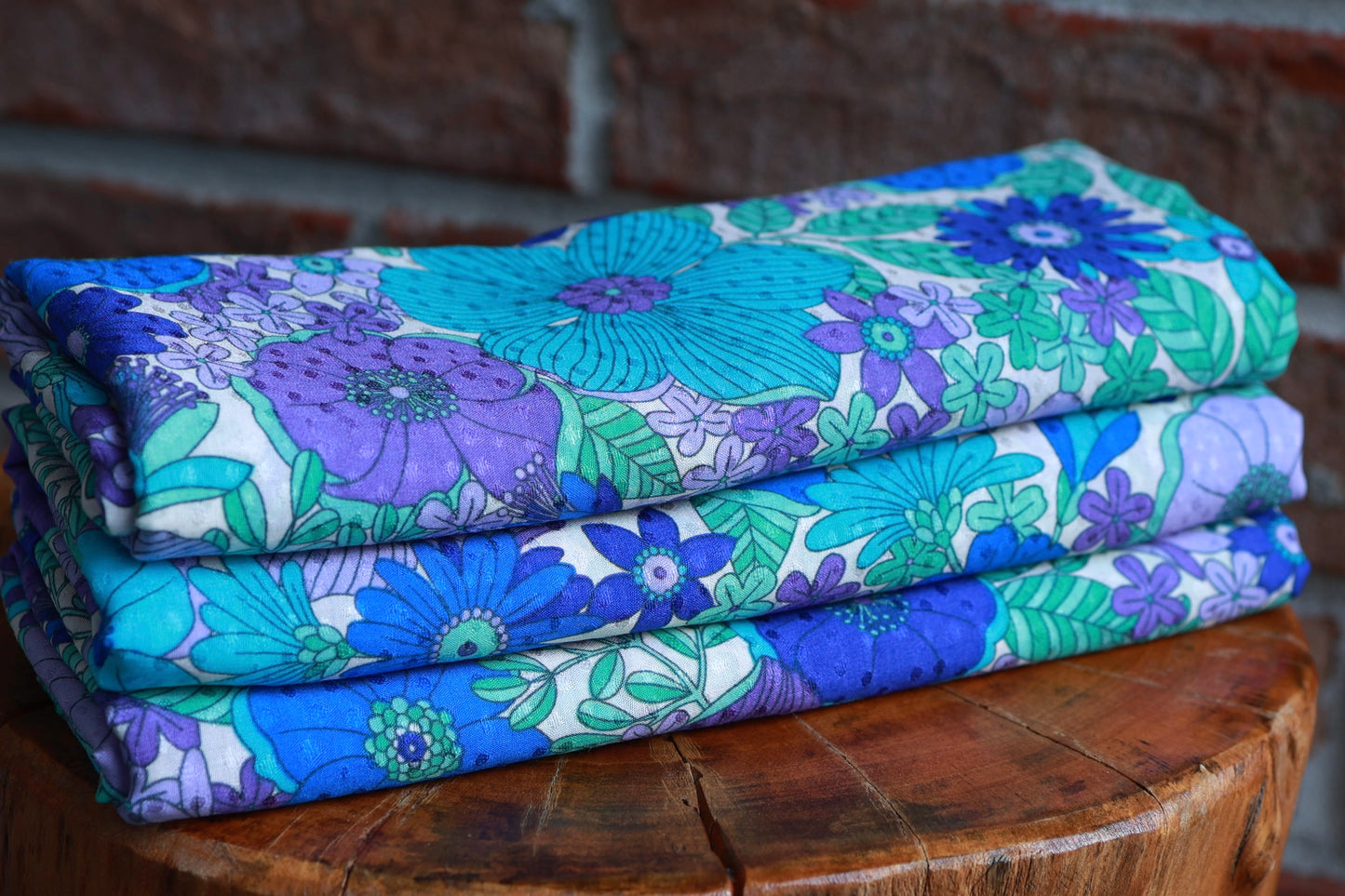 (Rayon) Retro Floral Purple/Teal