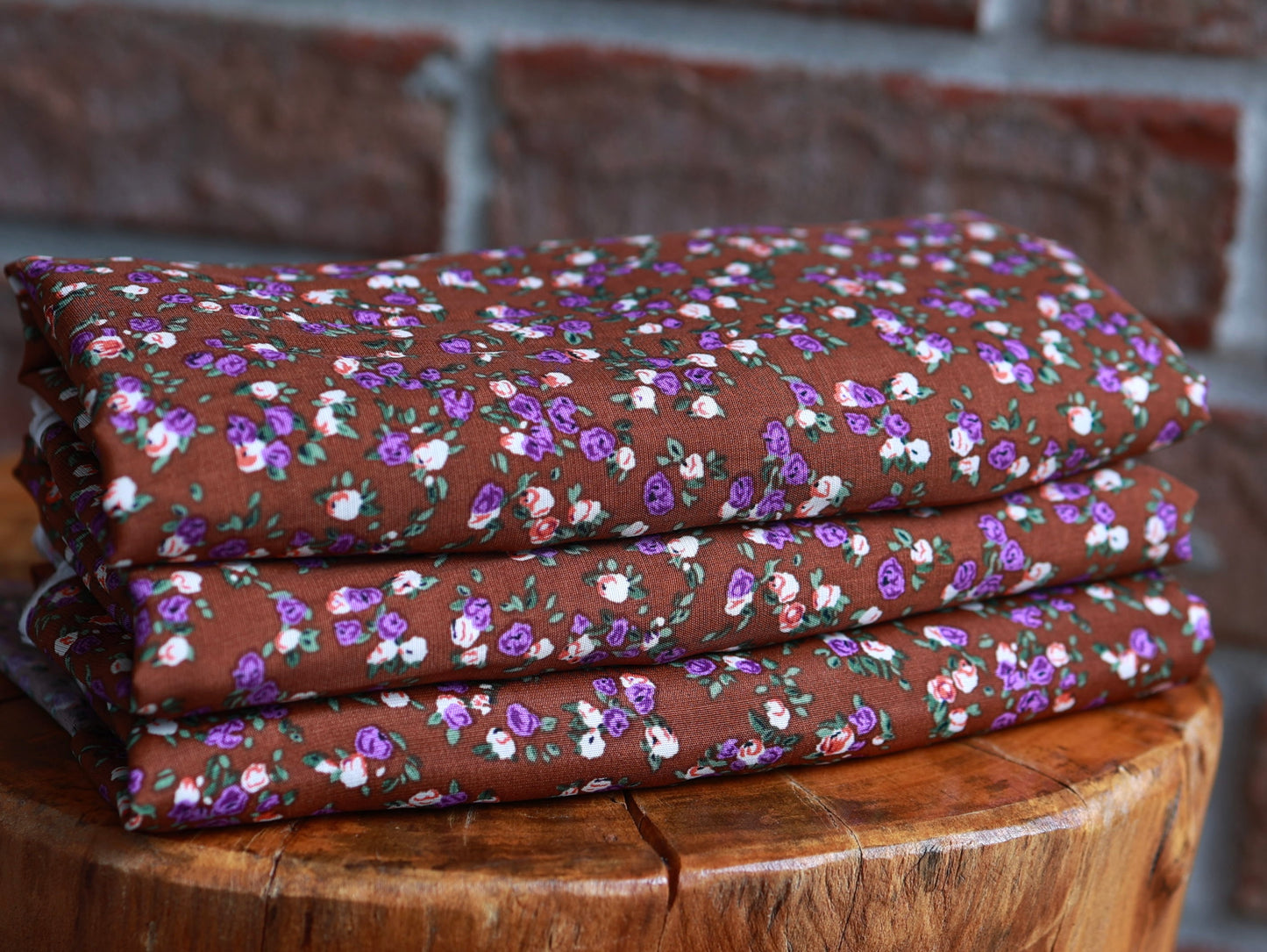 (Rayon) Purple Roses On Brown