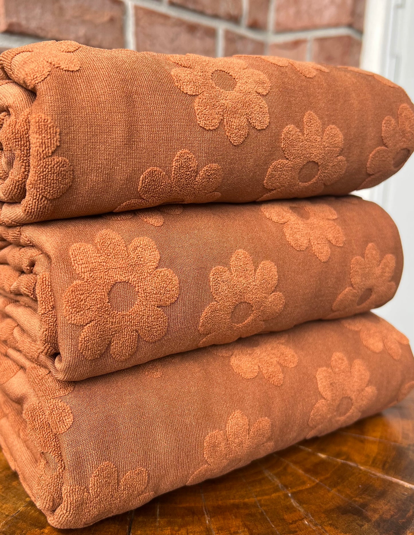 (Towel) Flower Caramel knit