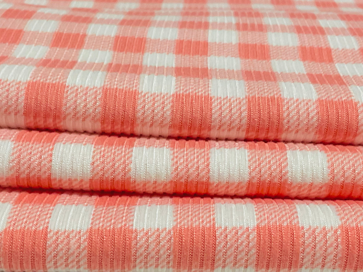 (Rib)Gingham Plaid Coral