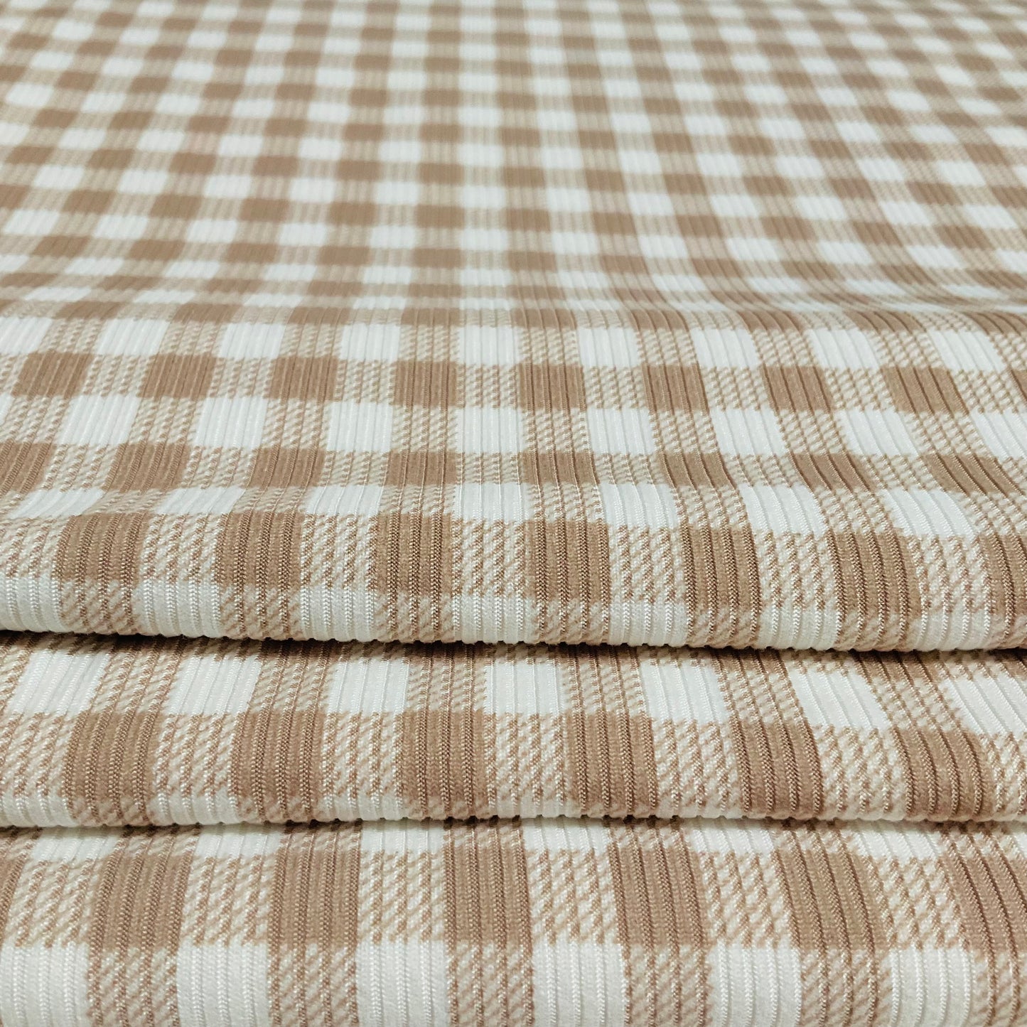 (Rib) Gingham Plaid Taupe