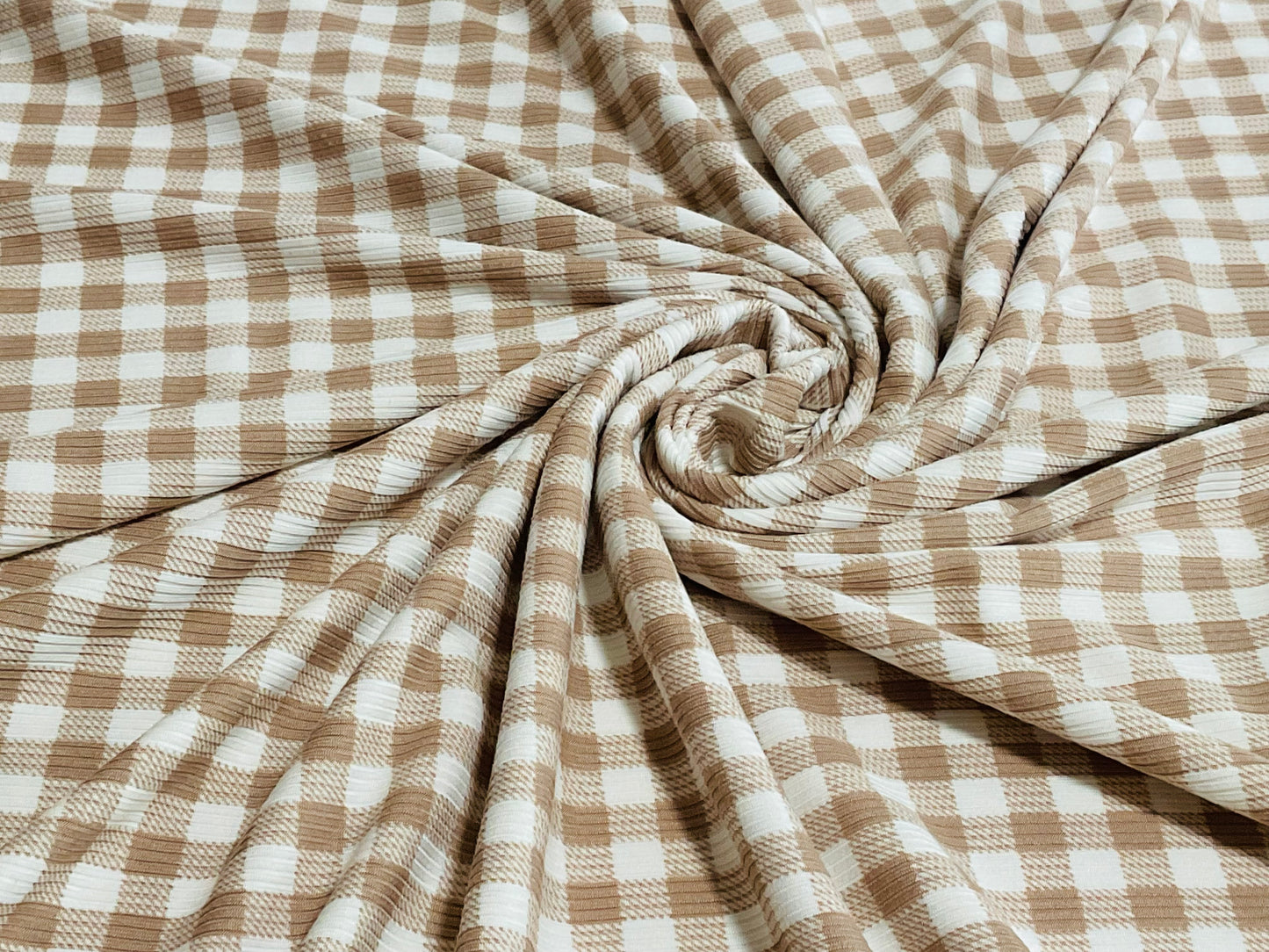 (Rib) Gingham Plaid Taupe