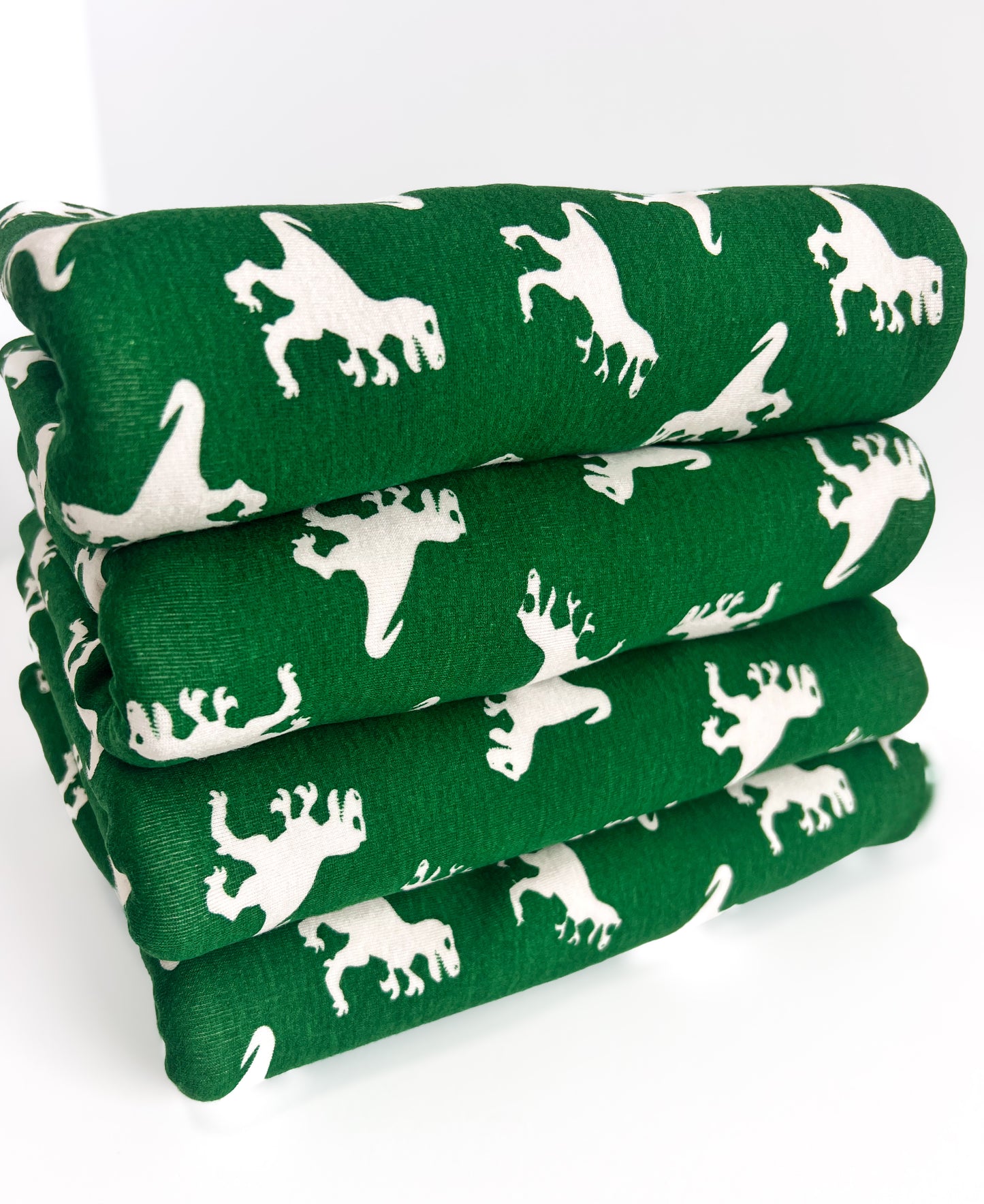 Cotton Jersey Dinosaurs Green & White