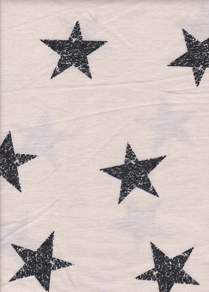 FRENCH TERRY DISTRESSED STAR PRINT Natural/Black