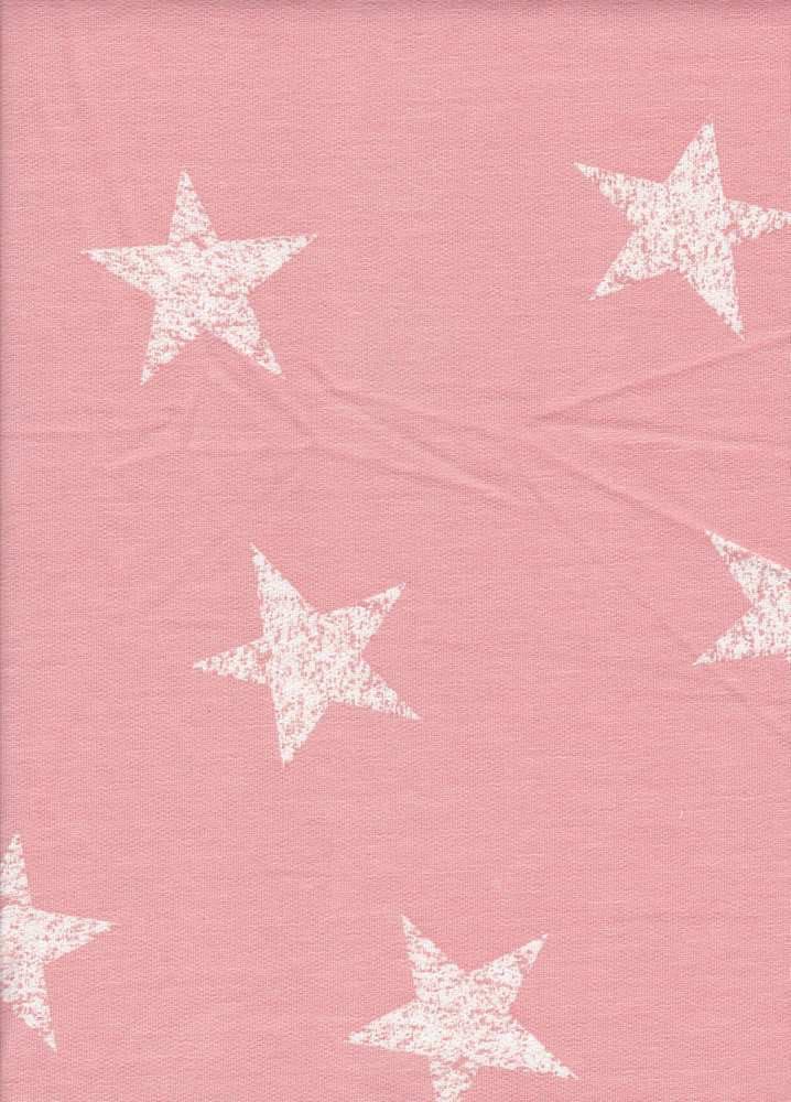 FRENCH TERRY DISTRESSED STAR PRINT Pink/White