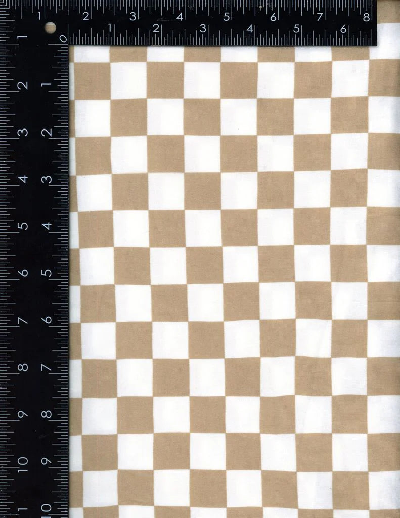 (DBP) Checkered Taupe & White