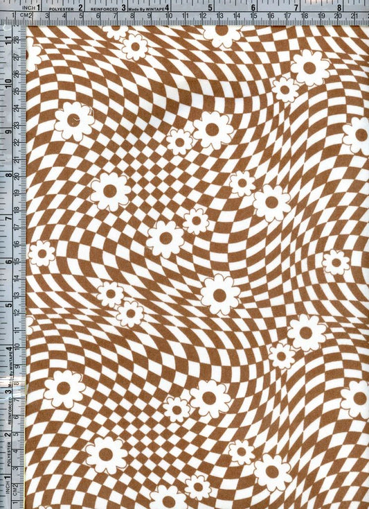 (DBP) Retro Checkered W/ Flower Mocha
