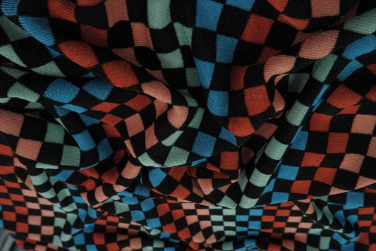 (Slinky Rib) Multi Color Checkered Black