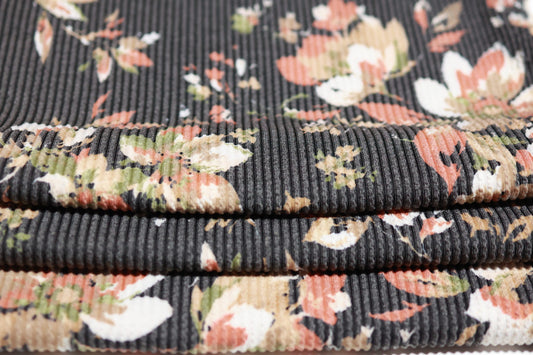 (Urban Rib) Floral On Charcoal
