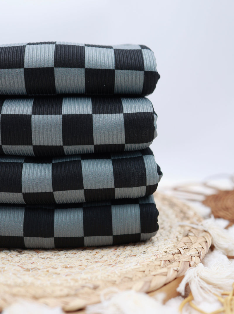 (Rib) Checkered 2Tone Black