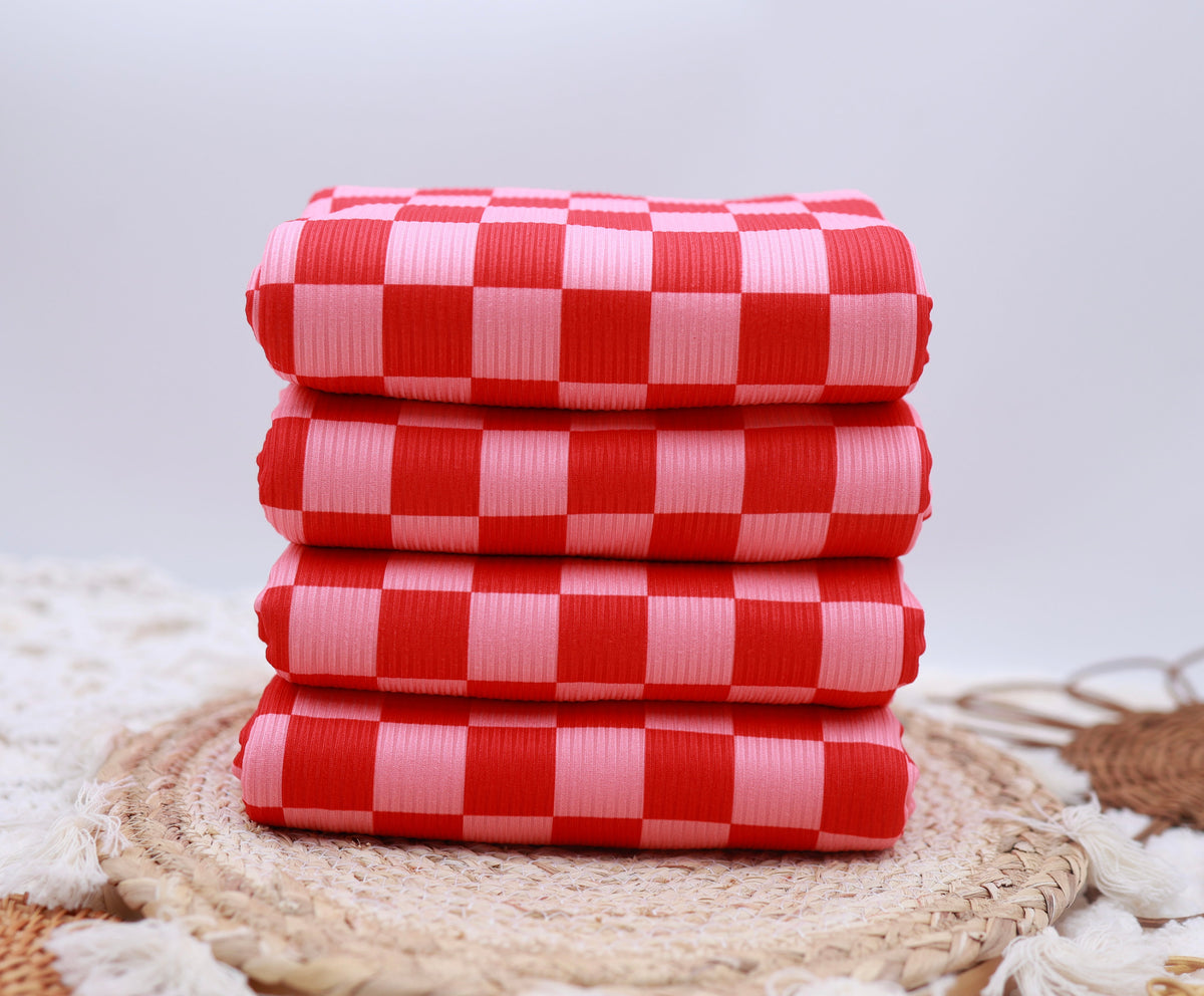 (Rib) Checkered 2Tone Red