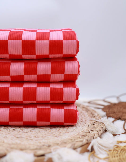 (Rib) Checkered 2Tone Red