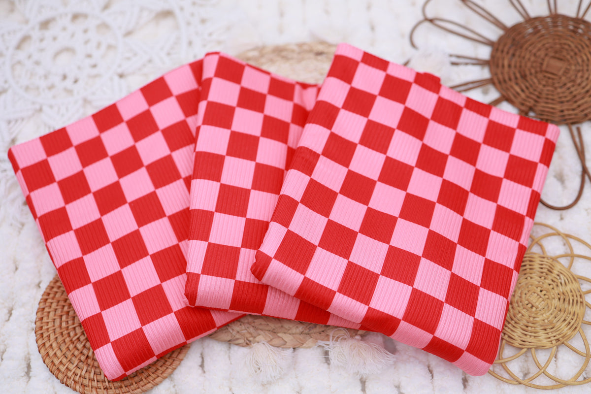 (Rib) Checkered 2Tone Red