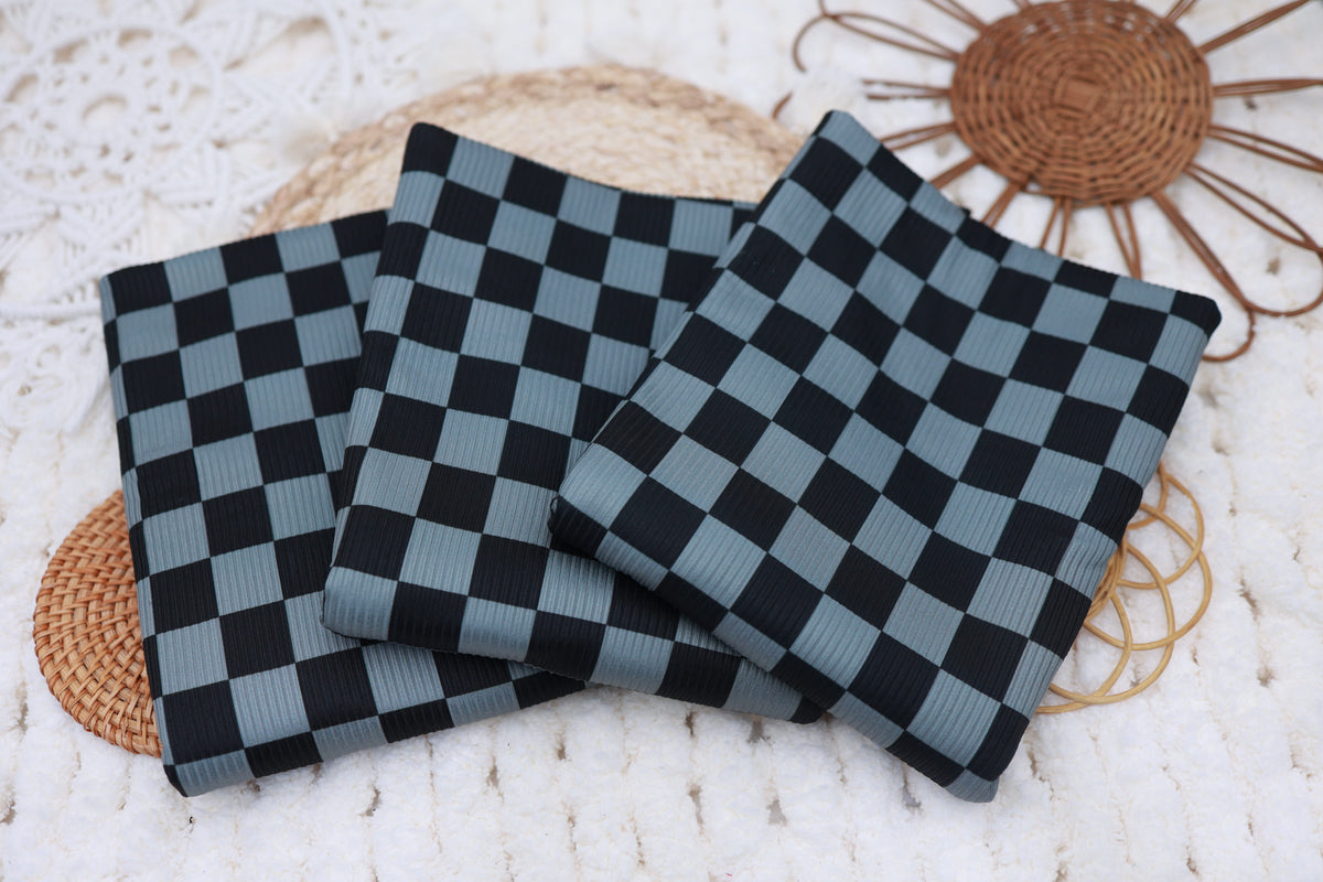 (Rib) Checkered 2Tone Black