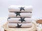 (French Terry) Navy Distressed Stars On Oatmeal