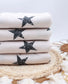 (French Terry) Navy Distressed Stars On Oatmeal