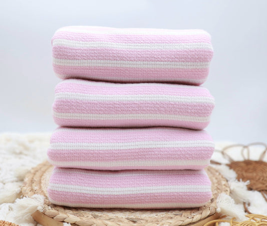 (Comfy Towel Knit) BubbleGum Pink Stripes