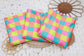 (Swim Knit) Neon Multi Color Checkered
