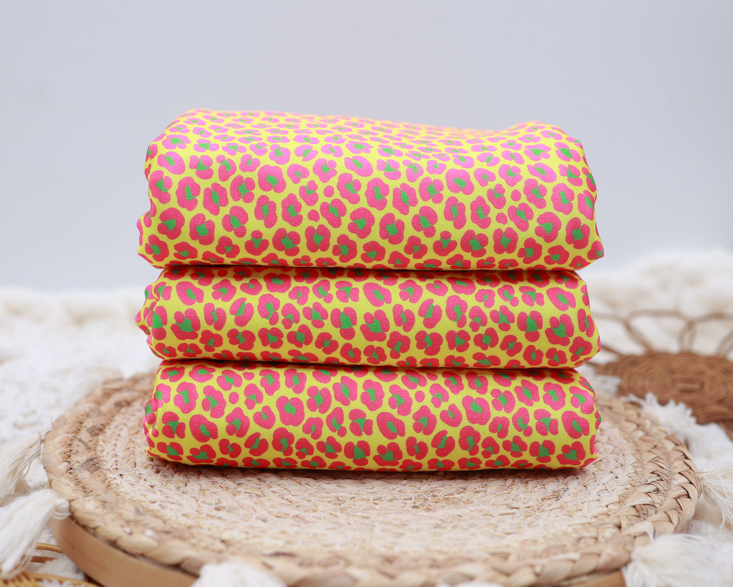 (Swim Knit) Neon Yellow Leopard