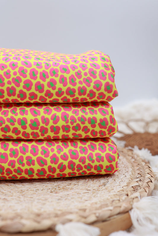 (Swim Knit) Neon Yellow Leopard