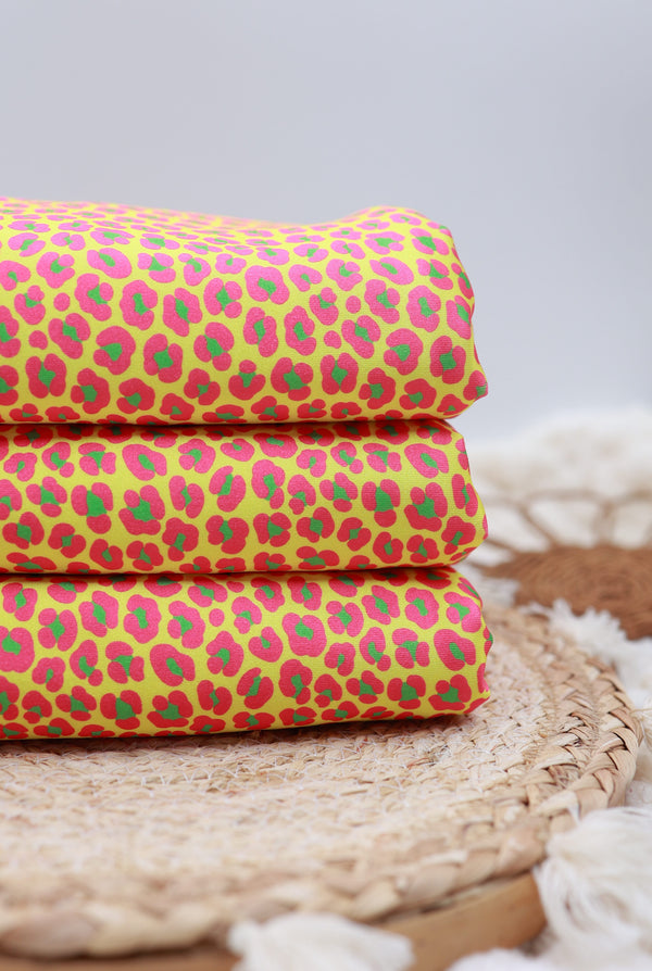 (Swim Knit) Neon Yellow Leopard